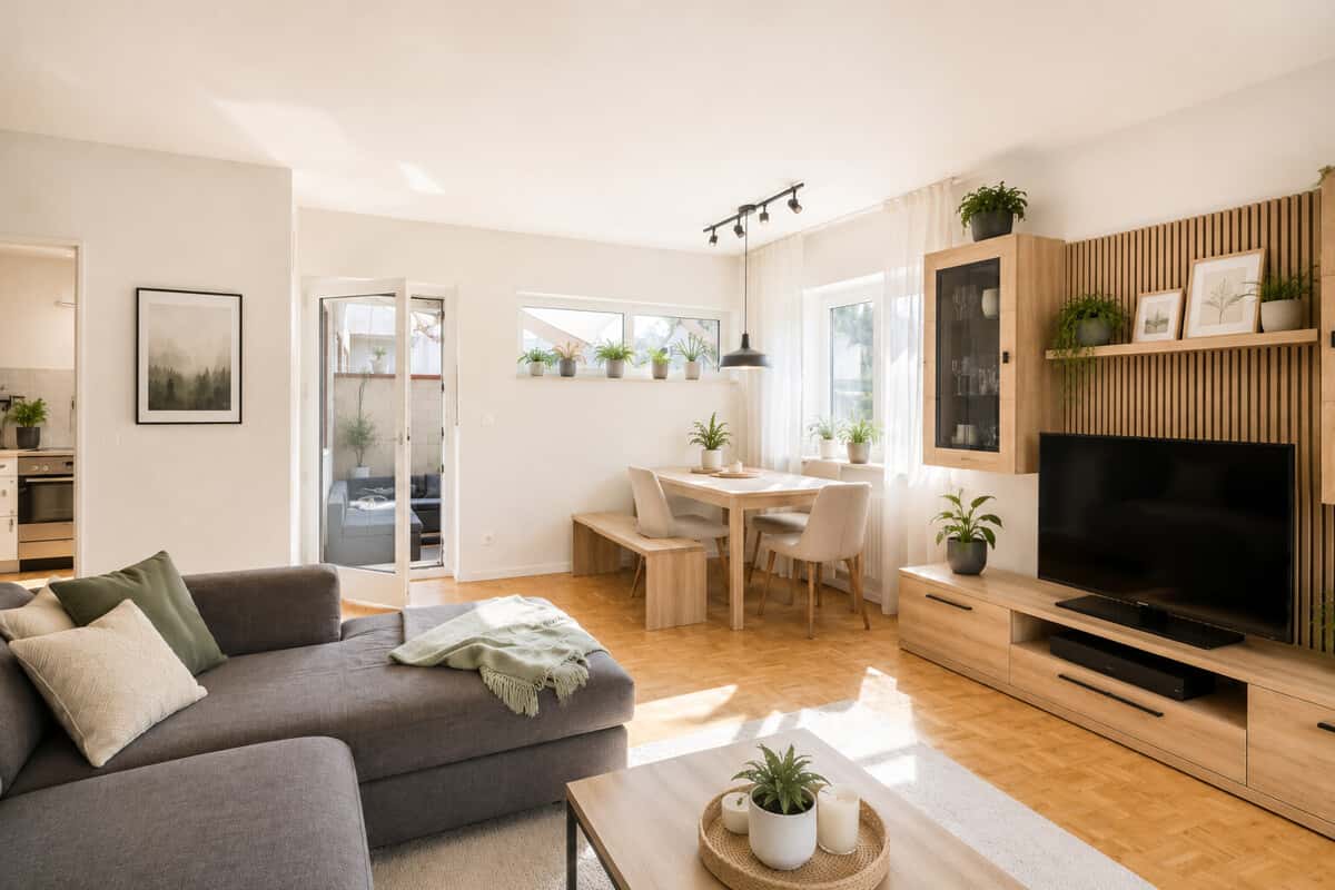 Wohnzimmer mit Terrassenzugang Ki