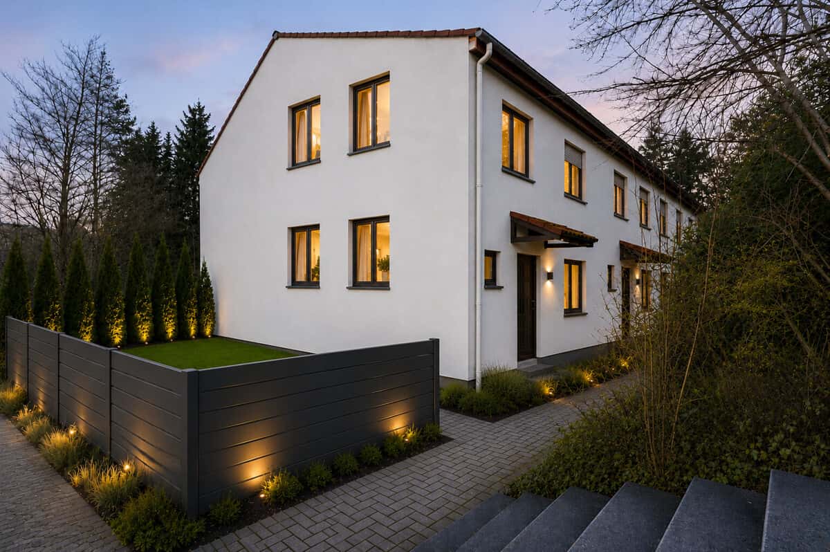Visualisierung mit zusätzlichen Fenstern und Gartenzaun
